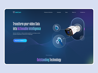 Website Hero concept for Video analytics platform camera concept technology ui website design