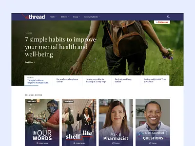 Walgreens The Thread Homepage b2c beauty blog boldworld desktop editorial figma health series ui uiux ux walgreens web web design website wellness