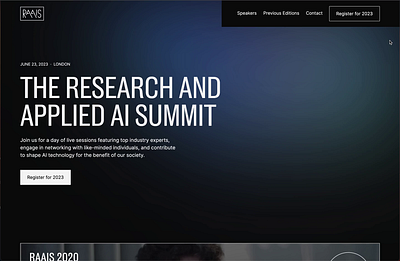 "The Research and Applied AI Summit" Website ai branding cms conference event nonprofit responsive design summit ui ux webflow website