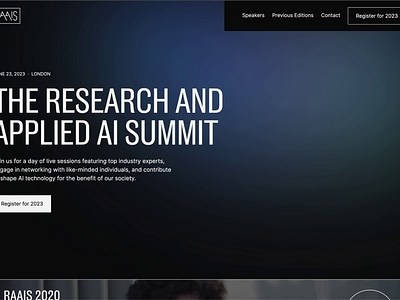 "The Research and Applied AI Summit" Website ai branding cms conference event nonprofit responsive design summit ui ux webflow website