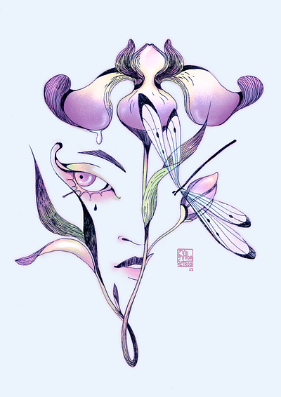 Iris portret angryalbatros character chracterdesign digital art illustration lineart procreate
