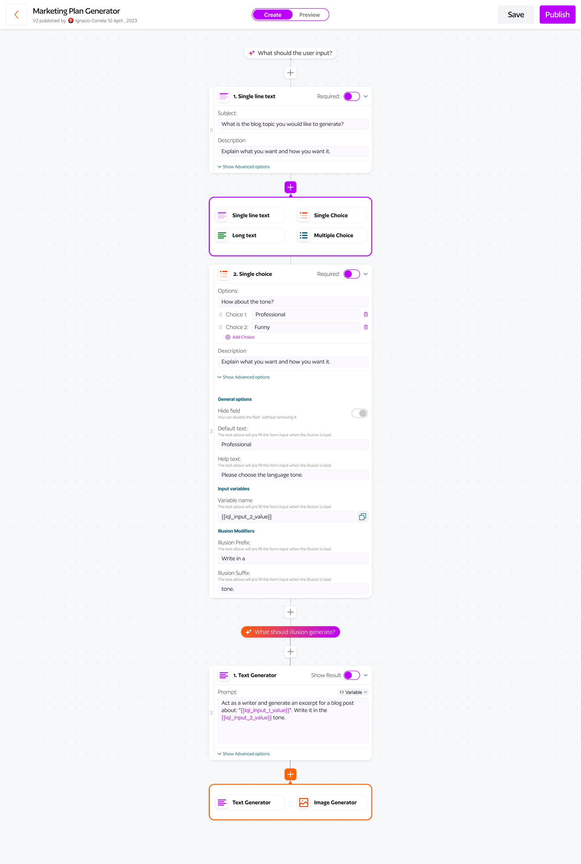 Illusion AI Generative AI Builder adobexd animation app artificial artificial intelligence builder code css design generative ai illustration intelligence logo midjourney nocode node openai ui ux