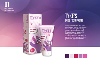 Tykes-KidsToothpase branding graphic design illustration illustrator indesign package design