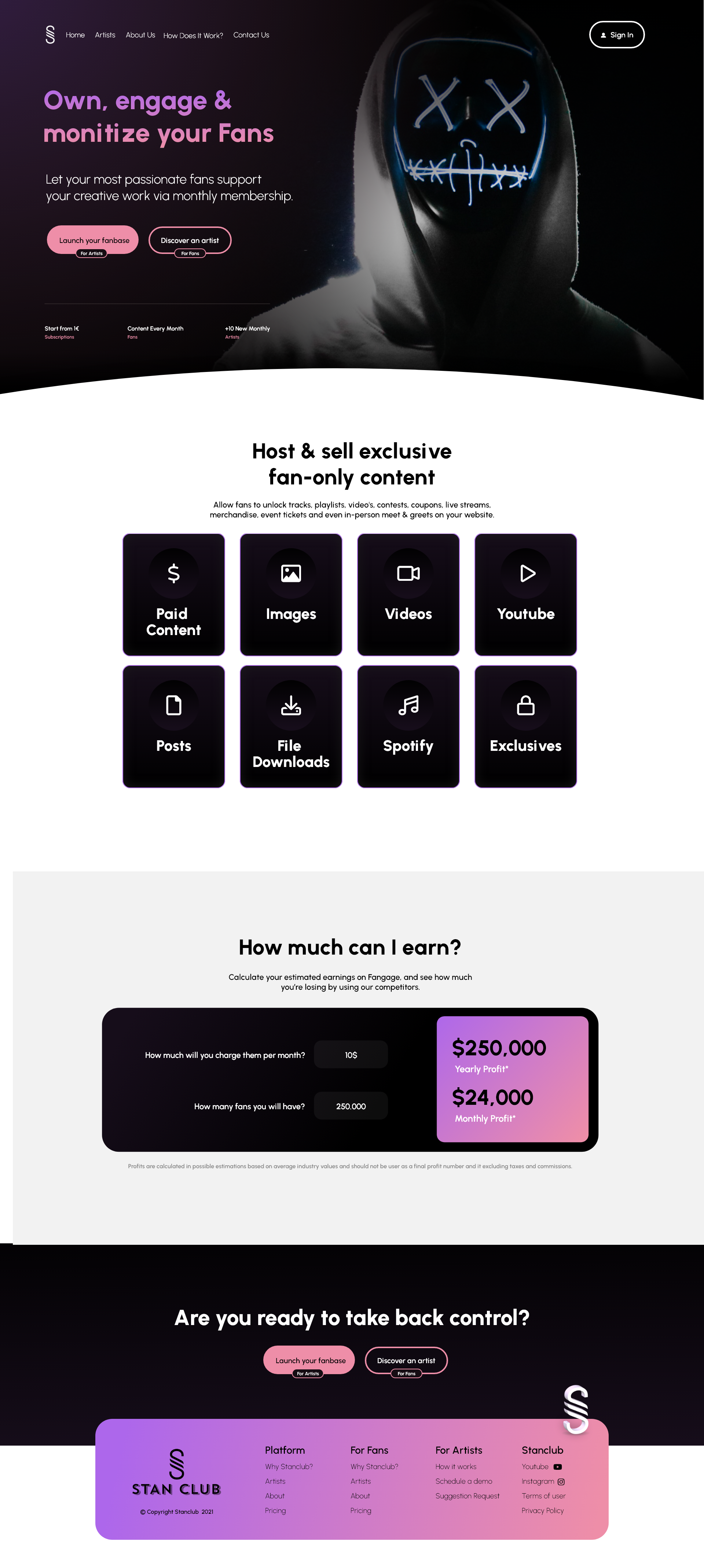 Stanclub - Onlyfans for artists 3d adobexd animation app branding code css design graphic design illustration logo motion graphics ui ux