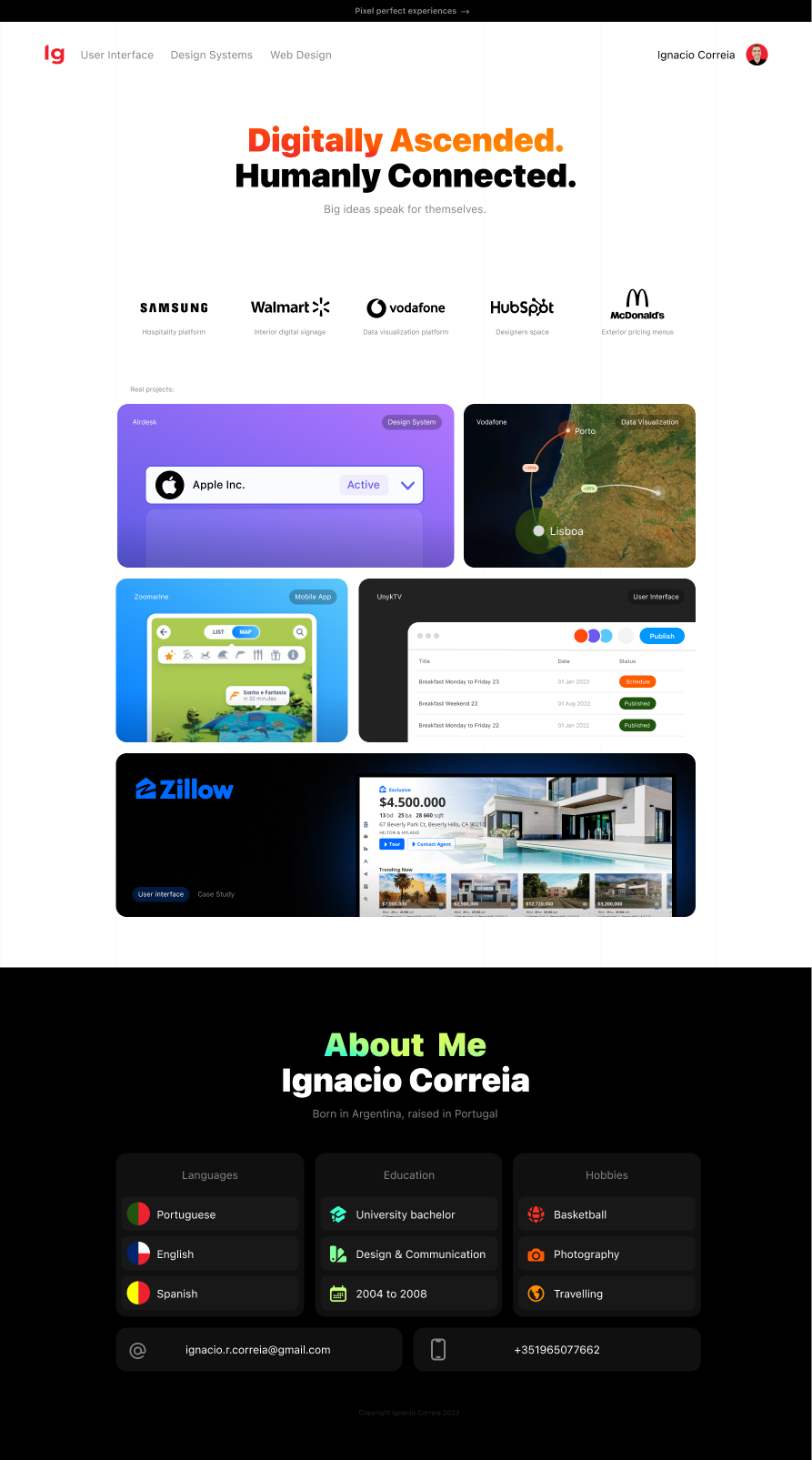 Igcorreia.com New Homepage adobexd animation app code css design illustration logo portfolio ui ux
