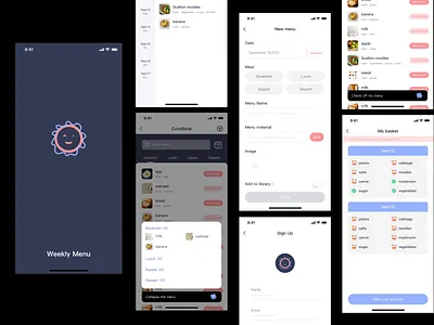 Weekly Menu app animation graphic design ui