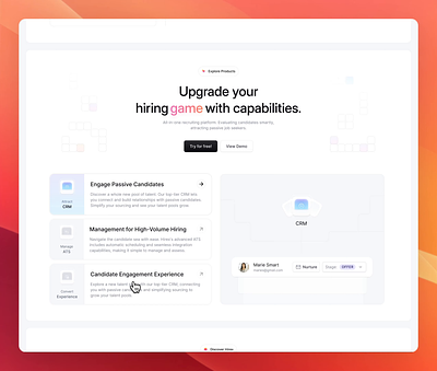 Hirex Landing Page: Features Detail ✨ accordion section applicant ats colors features features detail figma hr hr management icons landing page prototype ui user experience user interface ux video