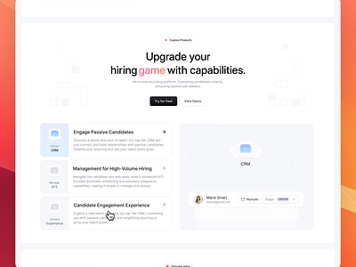 Hirex Landing Page: Features Detail ✨ accordion section applicant ats colors features features detail figma hr hr management icons landing page prototype ui user experience user interface ux video