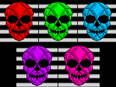 Geometric Beveled Skulls | 5 Colors | Black & White Stripes 3d skulls affinity photo beveled skulls edgy pattern geometric geometric skulls gothic pattern halloween pattern heavy metal pattern horizontal stripes pattern art procreate punk rock pattern seamless pattern skulls skulls pattern stained glass skulls stripes pattern symmetrical symmetry