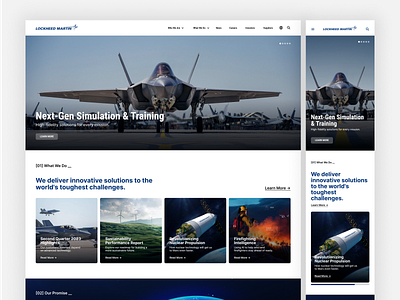 Lockheed Martin Redesign — Responsive Website Desktop & Mobile air force airplane app army branding charity desktop earth hero lockheed martin military minimal mobile navy planet responsive rocket space ui website