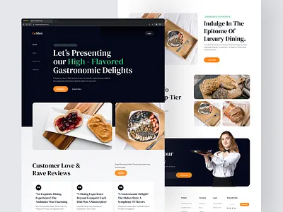 Golden - Resturant Landing Page drink food food and drink landing page landing page design landingpage menu restaurant resto ui ux web web design website