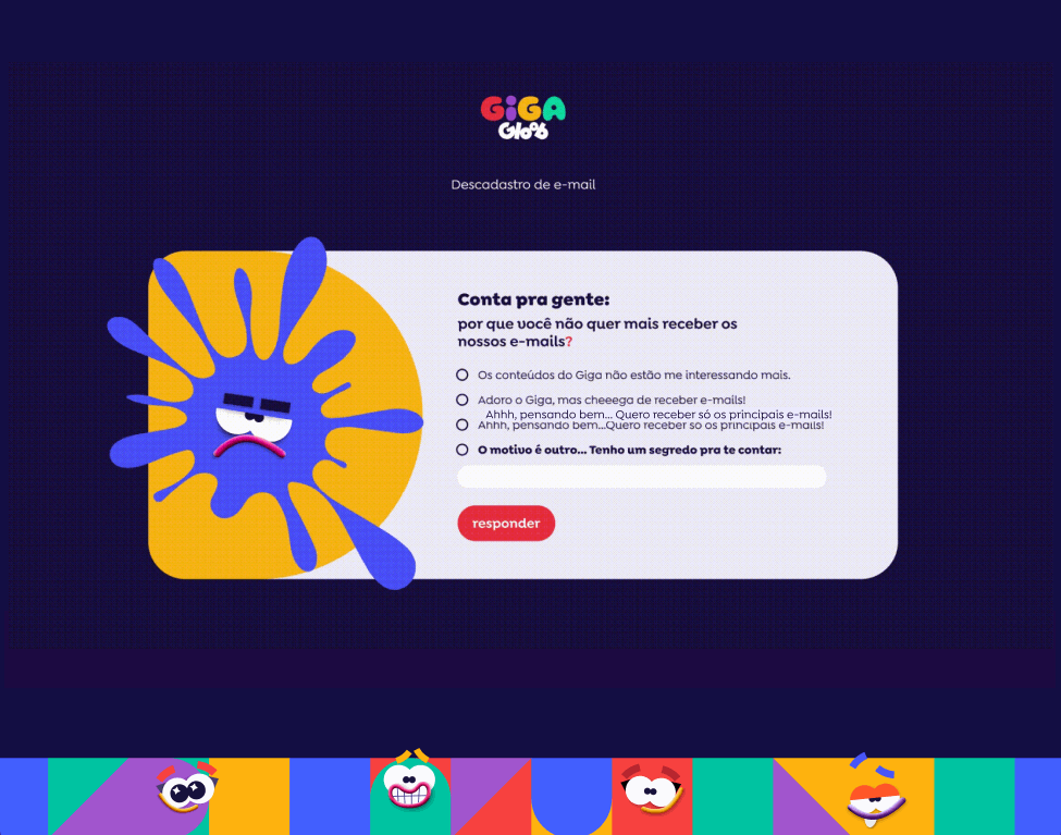 Giga Gloob - Landing Page animation app childish design interface kids landing page mobile motion graphics questionnaire quiz ui ux web web design website