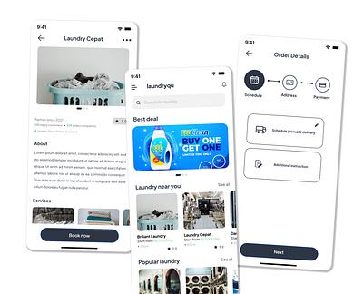 Laundryqu - Mobile Laundry App Concept design laundry app mobile app ui