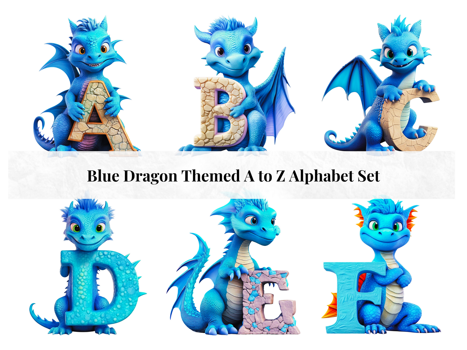 Set of 26 A to Z Alphabet Letters - Blue Dragon Theme by Samantha-Anne ...