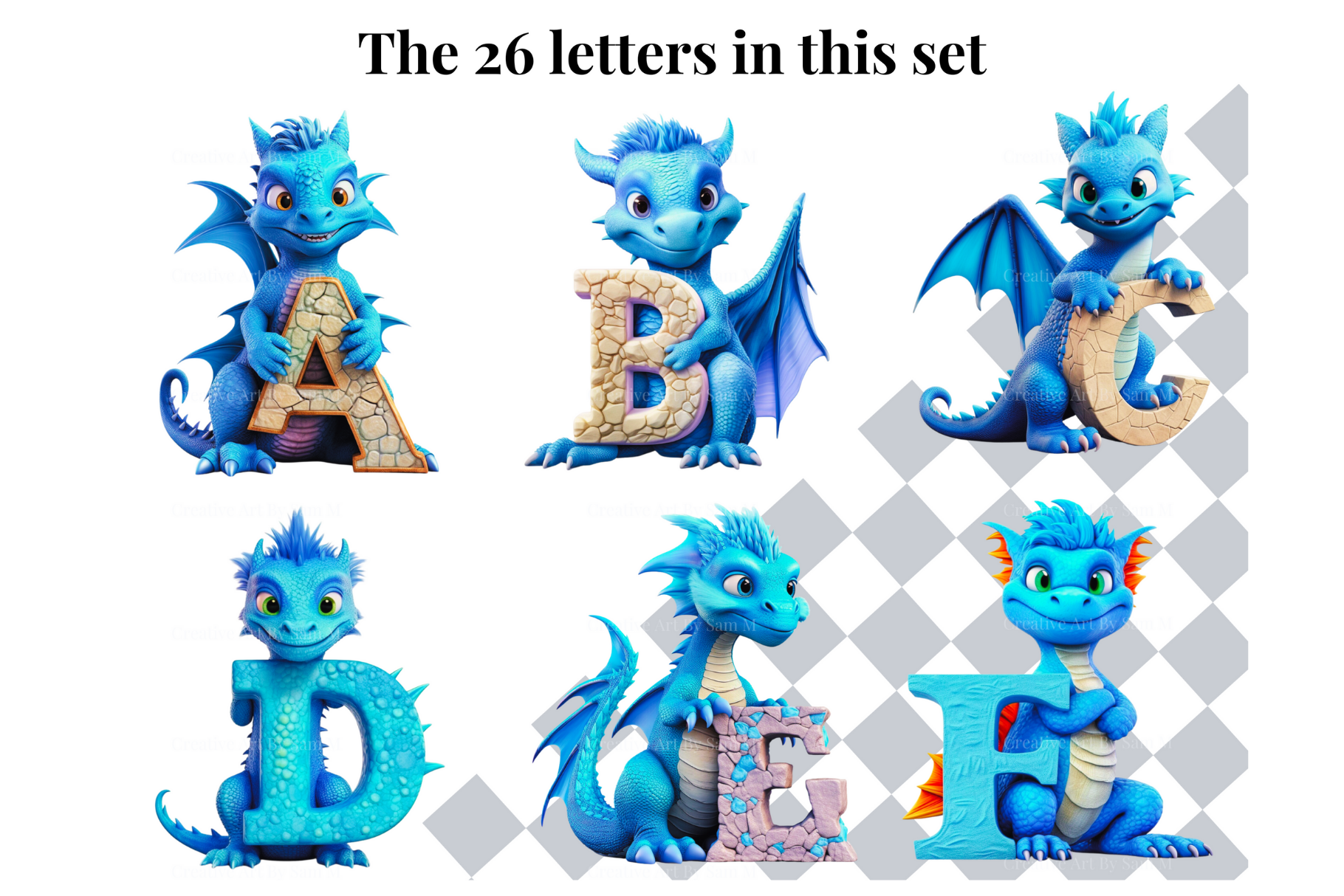 Set of 26 A to Z Alphabet Letters - Blue Dragon Theme by Samantha-Anne ...