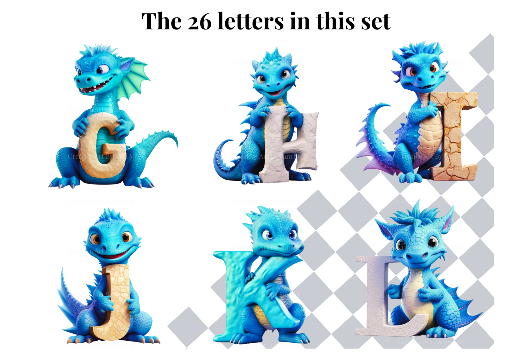 Set of 26 A to Z Alphabet Letters - Blue Dragon Theme by Samantha-Anne ...