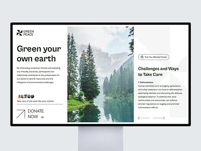 GREEN PEACE - Hero Website Green World design donate eart ecosystem environment forest global green hero landing minimal minimalism page peace travel ui warming web design website world