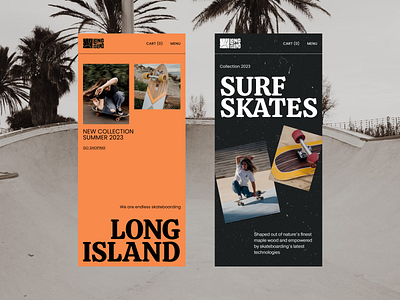 Long Island Skateboards Website clean design ecommerce grid homepage minimalism mobile design simple skateboards surf typography ui uiux ux