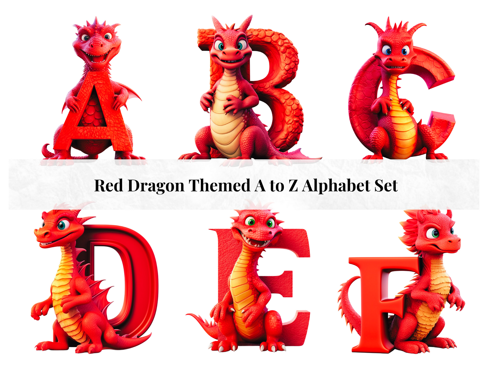 Set of 26 A to Z Alphabet Letters - Red Dragon Theme by Samantha-Anne ...