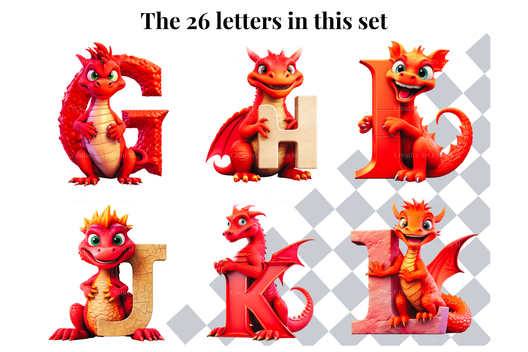 Set of 26 A to Z Alphabet Letters - Red Dragon Theme by Samantha-Anne ...