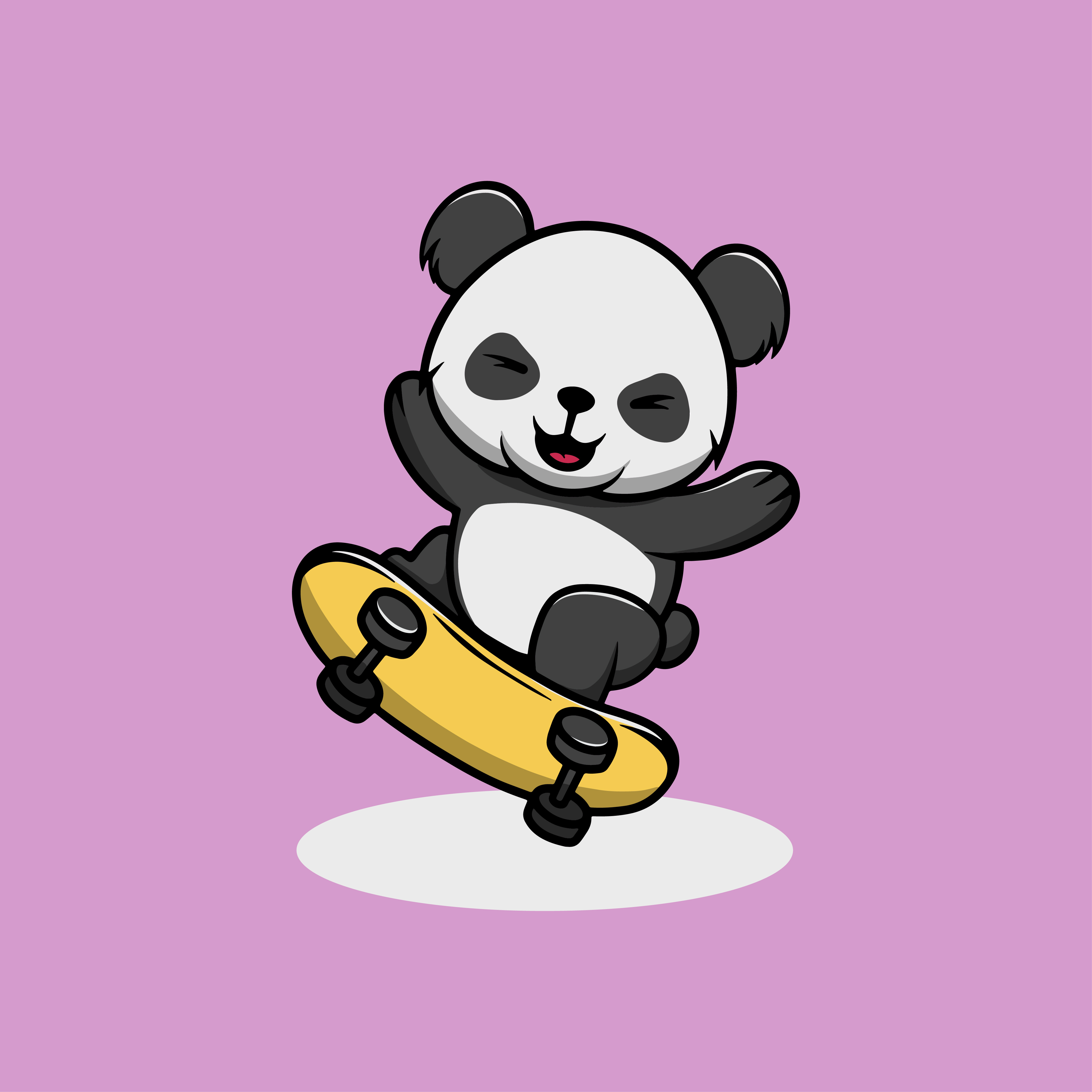 Cute Panda Playing Skateboard Illustration branding icon kawaii ui