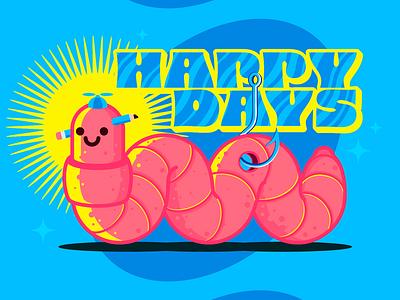 Happy Days graphic design happy days illustration illustrator pencil head the creative pain vector worm