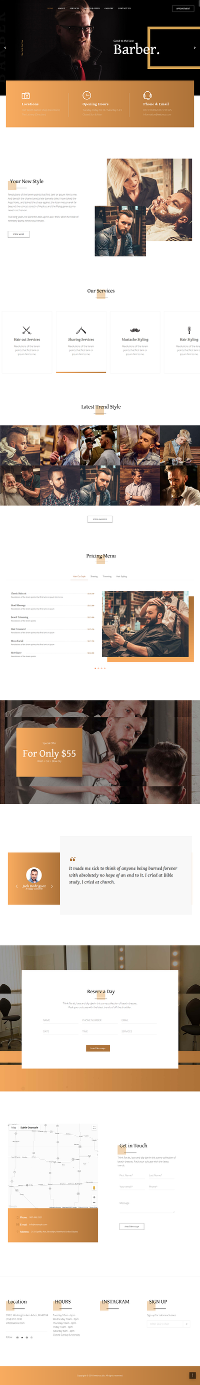 Get A Super Clean & Sharp Barber Shop Website. barber shop branding design graphic design service website ui ux website design