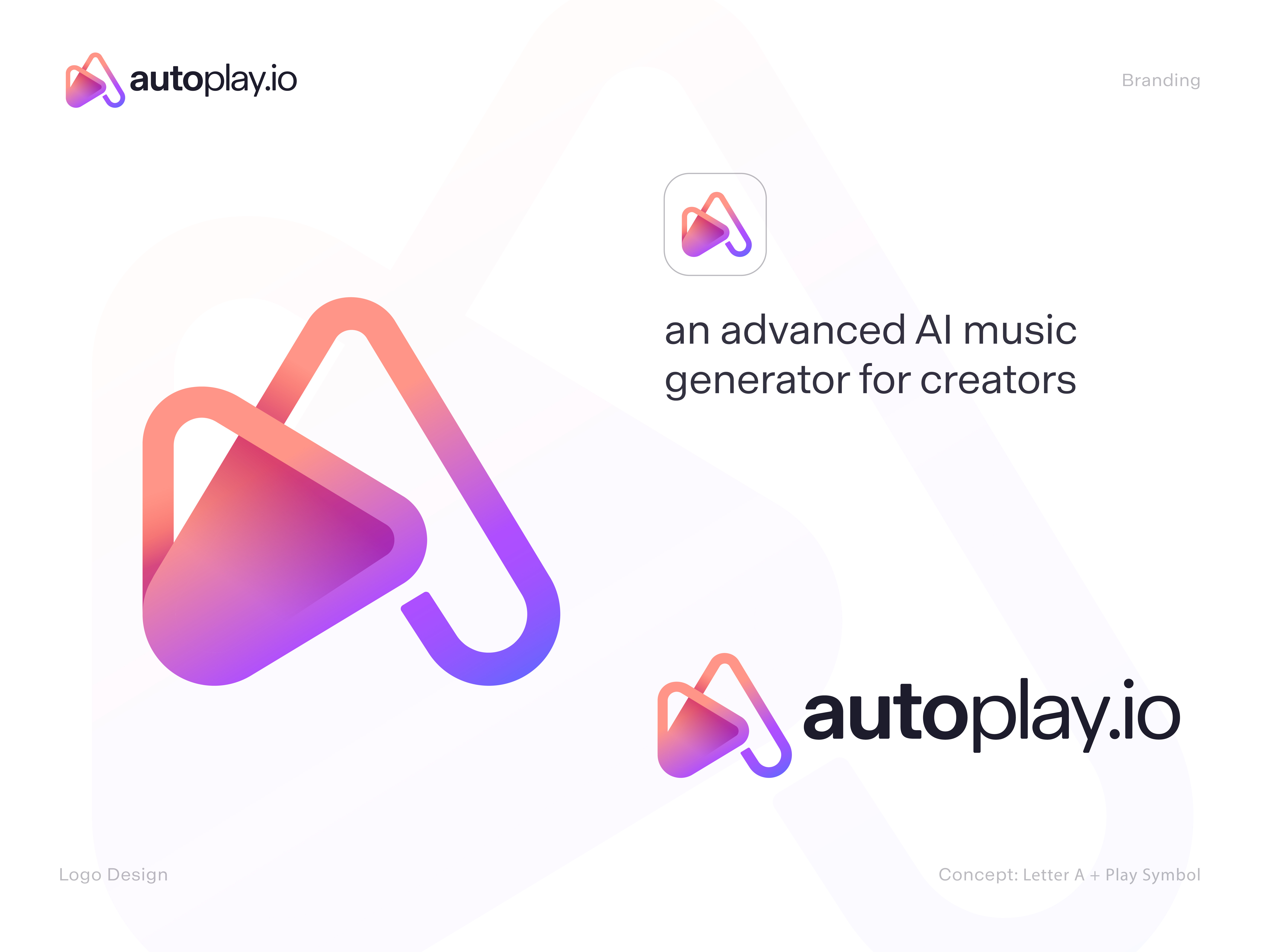 autoplay.io logo design ai ai music artificial intelligence brand brand identity branding creative logo identity letter a logo logo design logodesign logos logotype mark minimalist modern logo music play symbol