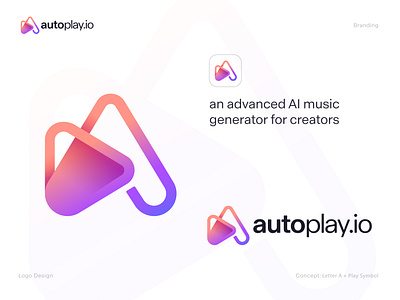 autoplay.io logo design ai ai music artificial intelligence brand brand identity branding creative logo identity letter a logo logo design logodesign logos logotype mark minimalist modern logo music play symbol