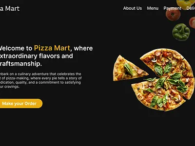 Landing Page For Pizza Website branding design graphic design hero page landing page typography ui ui ux web design website