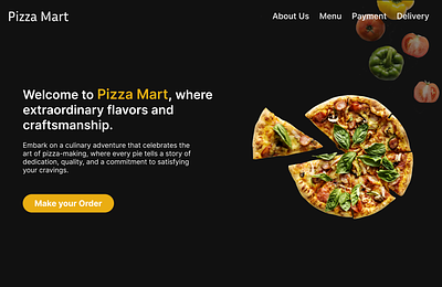Landing Page For Pizza Website branding design graphic design hero page landing page typography ui ui ux web design website
