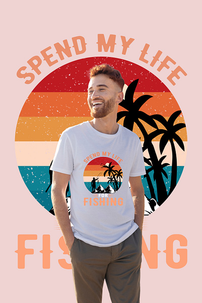 T shirt design i spend my life for fishing Vector Image