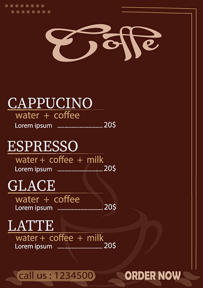 Coffee house brand coffee coffee list coffee menu card design graphic design illustration logo restaurants vector