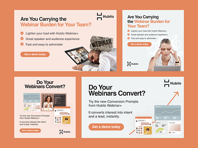 Hubilo - LinkedIn ads ad ad image ads ads design banner banner ad banner ads branding creative design display ads google ad banner illustration linkedin ui webinar