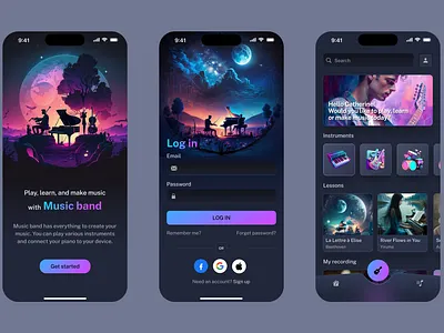 Music app With Midjourney app design icon logo ui