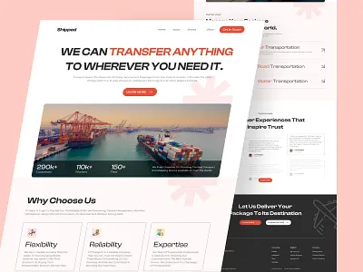Shipped - Logistic Company Landing Page cargo landing page cargo website creative delivery service landing page logistic website shipment landing page shipping container shipping landing page shipping service transportation ui ux web design webpage website