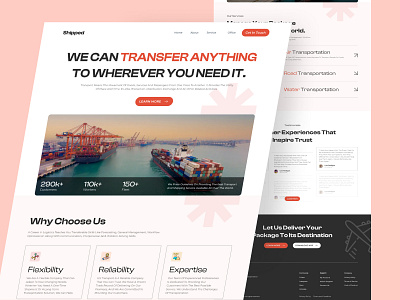 Shipped - Logistic Company Landing Page cargo landing page cargo website creative delivery service landing page logistic website shipment landing page shipping container shipping landing page shipping service transportation ui ux web design webpage website