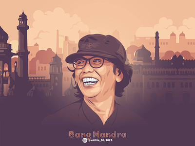 Bang Mandra actor betawi comedian coreldraw illustration indonesia lineart portrait vector