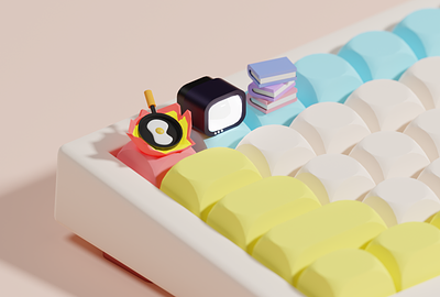 Cute keyboard 3D modeling 3d blender