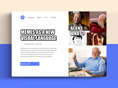 Daily UI 035 - Blog post after effects animation article dailyui design handsome squidward hide the pain harold illustrator impact interface memes news photoshop ragequit ui website