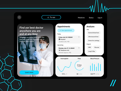 An Appointment Tracker Mobile iOS App animation app appointment dashboard design health home page landing landing page motion online platform statistics tracker ui ux web web design web ui website