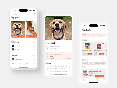 Vet clinic mobile app design mobile app pet ui vet clinic