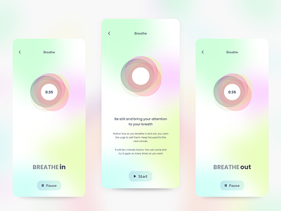 Just Breathe - Breathing app UI Design app app design app ui breathing breathing app ui breathing music player breathing sounds meditation meditation app ui ui ui ux ux