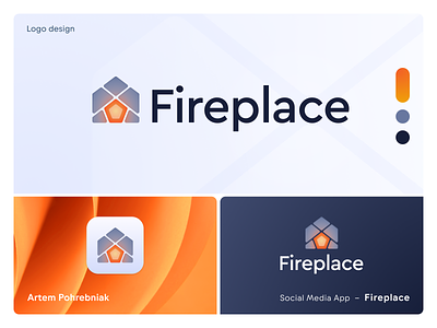 AI-Powered Social Platform – Fireplace ai app brand branding community craft design fire glowing hearth home house icon identity light logo logotype place social media