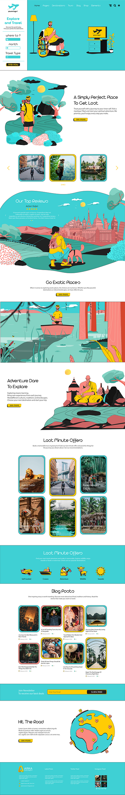 Web Design Travel Agency 2d animation app application css design developer graphic design html illustration j.s svg svganimation svgator ui uiux vector web animation web design