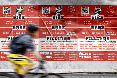 Wok and Out Menu and Poster asian branding flyer food graphic design logo menu poster pring street streetfood wok