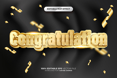 ''Congratulation'' 3d Editable vector Text Effect Style drive