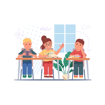 School 2d animation classroomcollaboration classroomlearning curiousminds educationmatters flat illustration knowledgebuilding learningjourney man motion notetaking teacherguidance woman