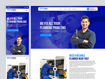 Plumber - Website Re-design clean home page landing page mobile plumber redesign responsvie service ui ux web design website
