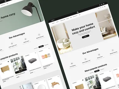 Home Decor Store Ui kit design design system e commerce flat furniture home landing layo page shop store studio ui uikit ux website